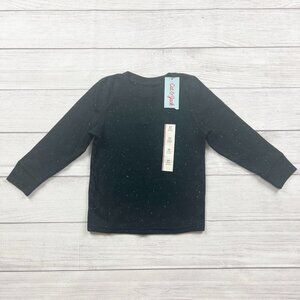 Cat & Jack Toddler Long Sleeve Tee Black Speckled Waffle Knit Shirt NWT 3T
